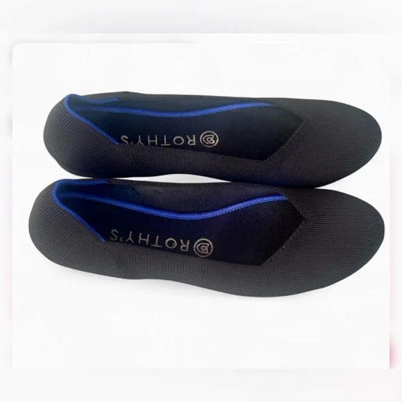 Rothy’s The Flat Black Round Toe Ballet Flats W9 Washable Knit Classic Comfort - Picture 4 of 9